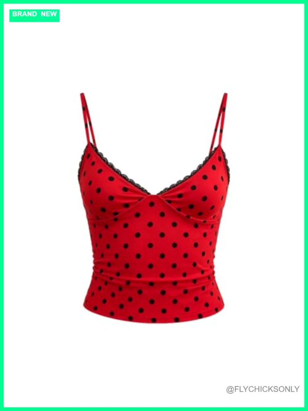 Women's Y2k Polka Dot Cami Tank Top V Neck Spaghetti Strap Crop Top